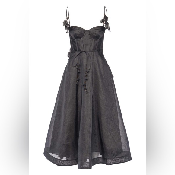 ZIMMERMANN NATURA BLACK CORSET MIDI DRESS - Picture 7 of 17